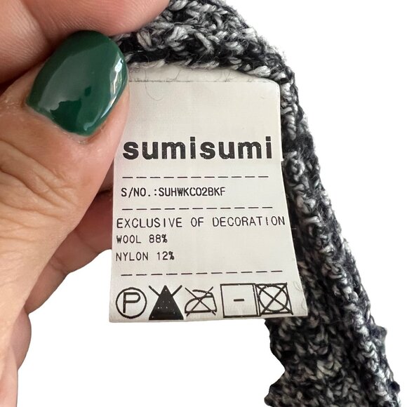 Sumisumi Womens Marled Black Chunky Knit Open Cardigan Wool Blend Size F - Picture 5 of 8